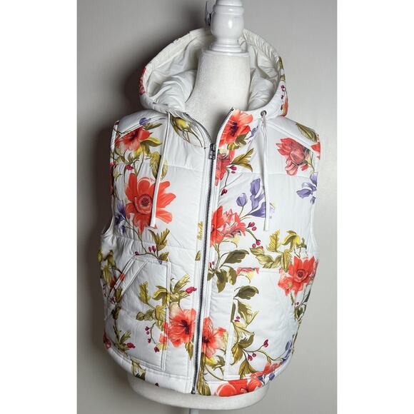 Anthropologie X Daily Practice Hooded Floral Boxy‎ Zip Up Puffer Vest Size Small - Picture 4 of 13